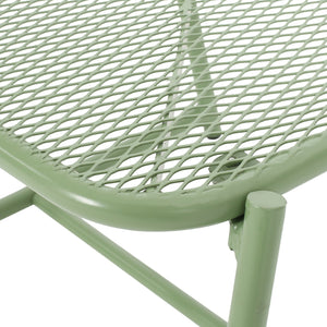 English Elm Kincaid Outdoor Iron Mesh Conversation Set Rust Resistant Patio Chairs with Side Table Matte Green N775P392159G