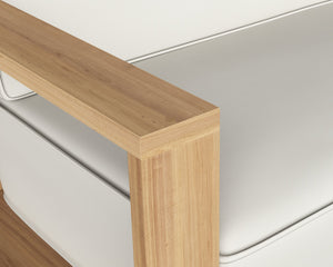 Sunpan Cagliari Sofa - Modern Outdoor Retreat with Durable Teak Wood Frame and Weather-Resistant Cushions Palazzo Cream