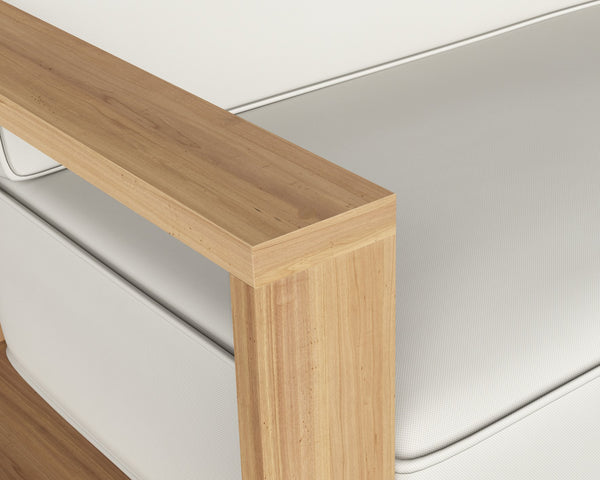 Sunpan Cagliari Sofa - Modern Outdoor Retreat with Durable Teak Wood Frame and Weather-Resistant Cushions Palazzo Cream