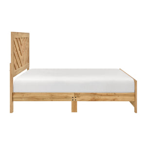 English Elm Natural Chevron Headboard King Bed Rustic Wood Grain Panel Frame for Modern Bedroom B011P490037