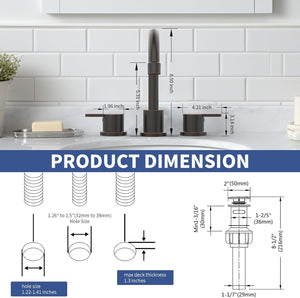 English Elm Widespread 2-Handle Bathroom Faucet 8" Centerset High-Arch Gooseneck 360° Swivel Water-Saving Oil-Rubbed Bronze T3177P351678