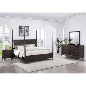 English Elm Niguel Brown 4-Piece Poster Bedroom Set – Elegant Design, Generous Storage & Timeless Style For Your Retreat B062S01134