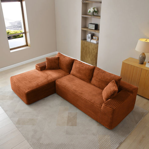 English Elm 105'' Modular Cloud Sectional with Deep Seats Corduroy Upholstery for Living Rooms W1117S00333