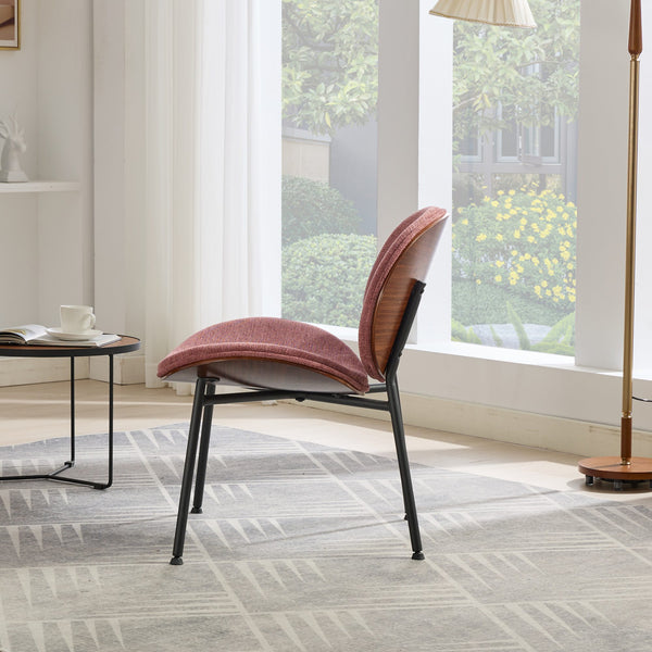 English Elm Mid-Century Shell Chair with Walnut Wood Grain Veneer, Wide Curved Seat, Durable Metal Legs, 330lb Capacity Bean paste red W1143P214254