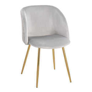 English Elm Fran Pleated Waves Modern Dining Chairs Set Of 2 In Soft Silver Velvet & Gold Metal - Luxurious Comfort B202P223532