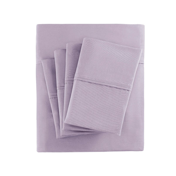 JLA Home Madison Park - Cotton sateen sheet set with peachy-soft finish, OEKO-TEX certified, durable wrinkle-resistant comfort Purple MPH20-0011