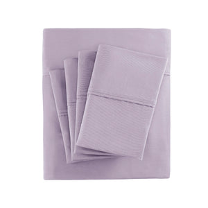 JLA Home Madison Park - Cotton breathable sateen sheet set with peachy-soft feel, OEKO-TEX certified, durable easy-care luxury Purple MPH20-0010
