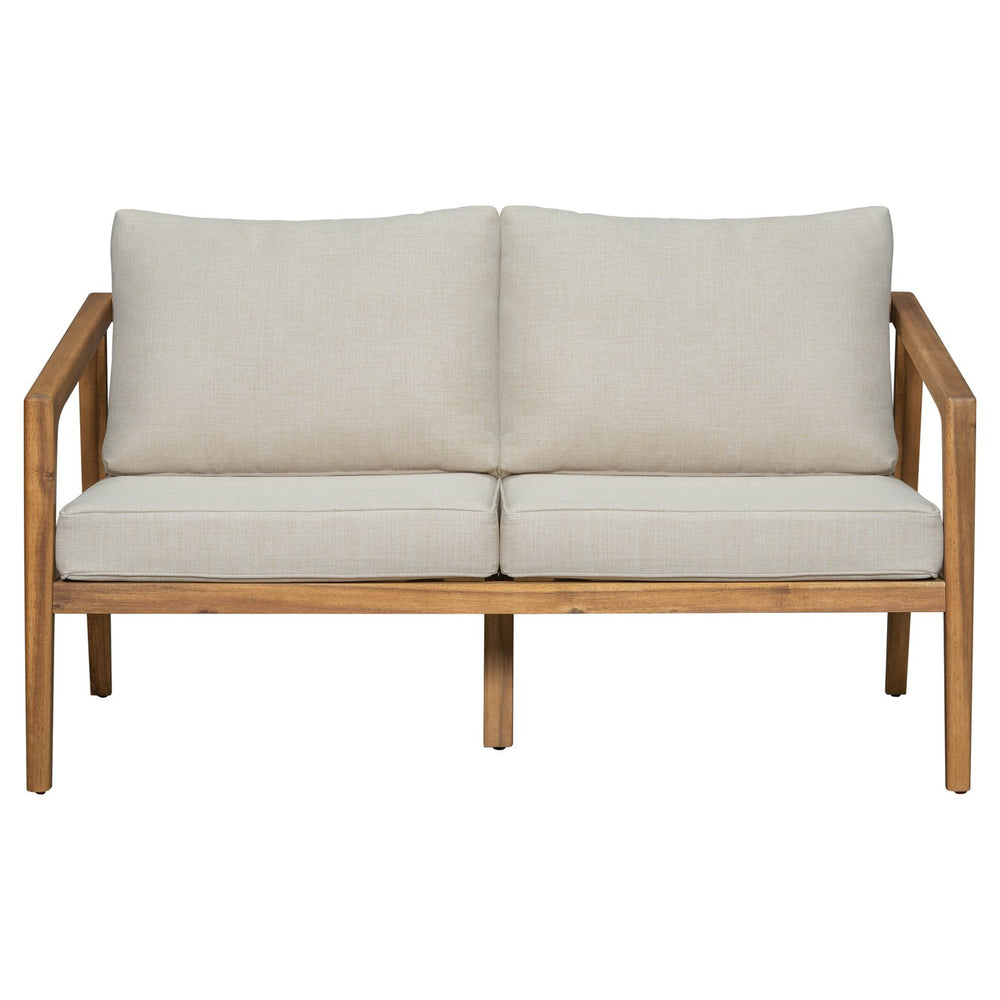 English Elm Christopher Knight Home® - Westin Acacia Wood Loveseat - Stylish Outdoor Seating With Beige Cushions For Patios & Porches N775P239513N
