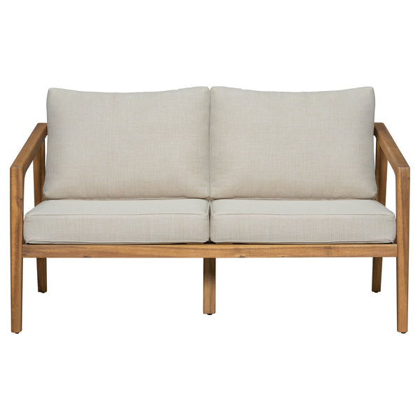 English Elm Christopher Knight Home® - Westin Acacia Wood Loveseat - Stylish Outdoor Seating With Beige Cushions For Patios & Porches N775P239513N