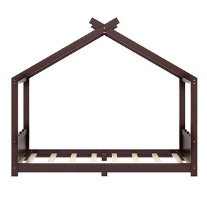 English Elm Twin House Frame Floor Bed Solid Pine Kids Room Montessori Low Profile Play Nook Espresso W1580P387837