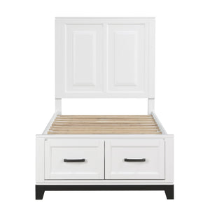 English Elm White Garretson Queen Platform Bed with Built-In Storage Drawers Rustic-Transitional Wood Frame White 49.25 L x 35.75 W x 4.5 H B011S01495