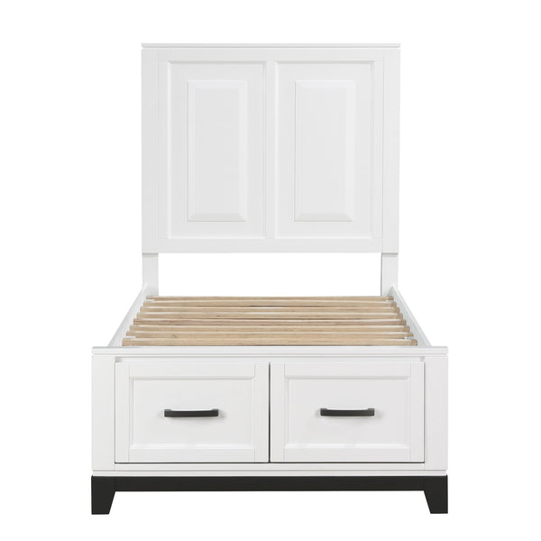 English Elm White Garretson Queen Platform Bed with Built-In Storage Drawers Rustic-Transitional Wood Frame White 49.25 L x 35.75 W x 4.5 H B011S01495