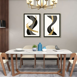 English Elm Set Of 3 Black And Gold Abstract Prints – Modern Luxury Framed Wall Art For Living Room & Bedroom T3976P383232-GIGA