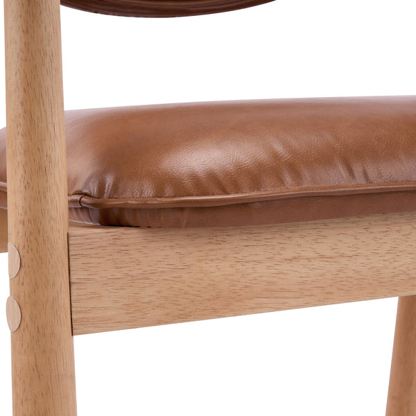 English Elm Modern Rubberwood Dining Chair Set Sculptural Curved Back Upholstered Seat Walnut Frame N768P391165O