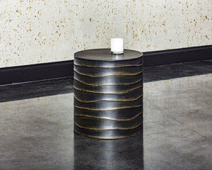 Sunpan Corey End Table - Handcrafted Concrete Design with Brass Accents for Stylish Indoor and Outdoor Spaces Black