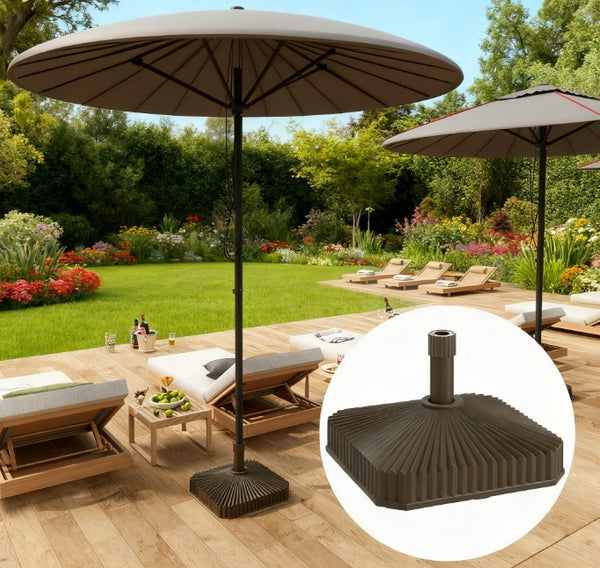English Elm Easy Fillable Hdpe Square Patio Umbrella Stand Base with Uv Resistant Weatherproof Design T3971P425887
