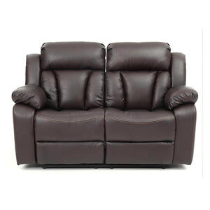 English Elm Glory PU Reclining Loveseat with Channel Tufted Back for Lumbar Support and Compact Spaces Comfort Dark Brown 26 L x 63 W x 30 H B078108401