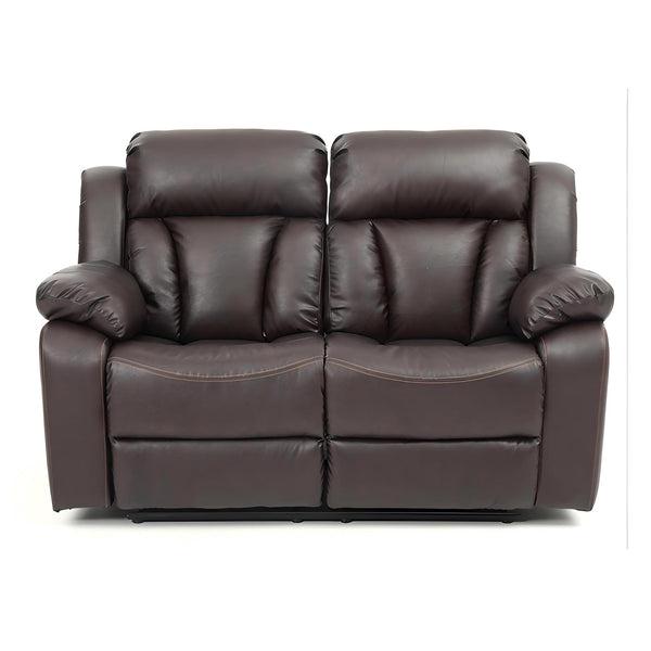 English Elm Glory PU Reclining Loveseat with Channel Tufted Back for Lumbar Support and Compact Spaces Comfort Dark Brown 26 L x 63 W x 30 H B078108401