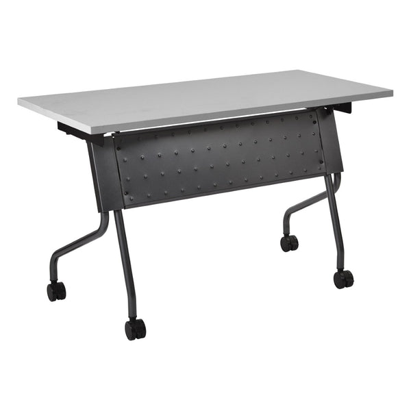 OSP Home Furnishings 4' Nesting Training Table with Powder Coated Steel Frame and Flip Top for Offices Grey 84224TG