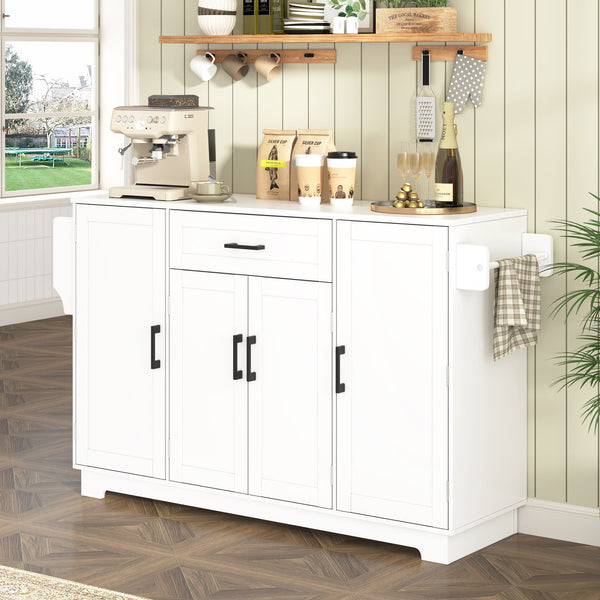 English Elm U_style Contemporary Buffet Cabinet Melamine Mdf Dining Room Storage with Adjustable Shelves White N711P437643K