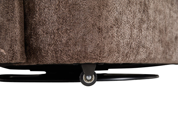 English Elm 360° 360 Swivel Oversized Chenille Armchair with Pocket Spring Seat and Three Throw Pillows Brown W1361S00049