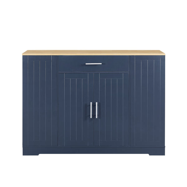 English Elm 53'' Kitchen Storage Islands with Drawers and Trash Can Storage, Modern Farmhouse Design, 53.2"W x 20.9"D x 38.0"H Navy Blue W1820P281266