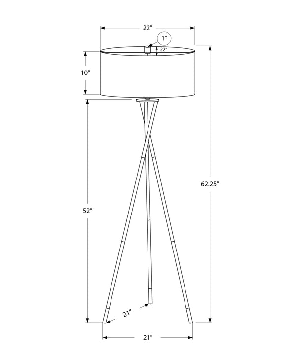 English Elm Lighting, Modern 62" Black Metal Tripod Floor Lamp with Ivory Fabric Shade, 3-Way Dimmer, 150W Max B2710P221313