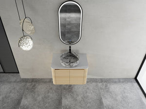 English Elm 30'' Wall-Mounted Bathroom Vanity With Ceramic Art Sink & Soft-Close Doors For Modern Spaces W999S00465
