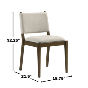 English Elm Set of 2 Tan Upholstered Dining Chairs Rubberwood Tapered Legs Tailored Backrest B016P453430