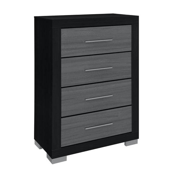 English Elm ELSA Two-Toned Chest of Drawers with Bar Handles, Solid Wood & MDF, Spacious Storage, Block Legs Black 34.33 L x 18.82 W x 49.65 H B201P347329