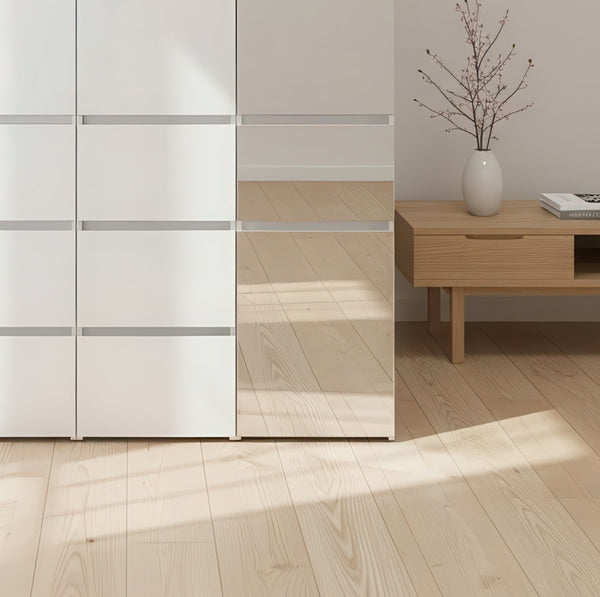 English Elm Elise Modular Wood Closet System with Mirror in White — Durable Melamine, Ample Storage, Easy Assembly, Stylish Finish B040S00121