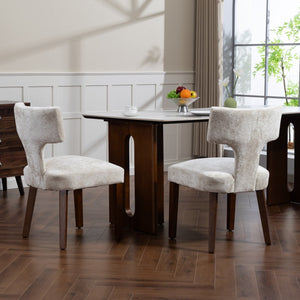 English Elm Mid Mid Century Modern Dining Chairs Set of 2 Upholstered Linen Accent Chairs with Solid Wood Frame, Ergonomic Support and Nailhead Trim Beige W794P335667