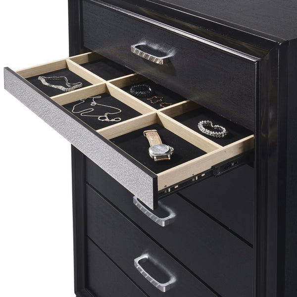 English Elm Annie Black 6-Drawer Bedroom Chest - Elegant Glamour & Efficient Storage For Modern Spaces B062P378343