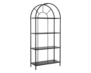 Sunpan Alcove Bookcase - Elegant Arched Design with Four Shelves, Crafted from Durable Steel Frame, Unique Style Black