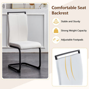 English Elm Table And Chair Set - 71" Walnut Grain Dining Table With 8 White Pu Chairs & Black Metal Legs W1151S04277-GIGA