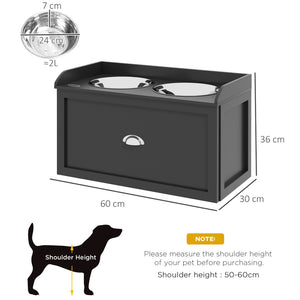 English Elm Pawhut Elevated Dog Feeding Station With Storage Drawer & Stainless Steel Bowls For Large Breeds W2225P249932-GIGA