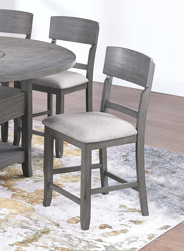English Elm Contemporary 7-Piece Counter Height Dining Set With Lazy Susan, Storage, And 6 High Chairs For Modern Spaces B011S01878