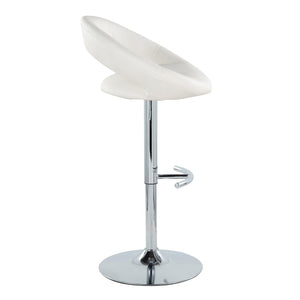 English Elm Posh Adjustable Barstools Set Of 2 - Modern Chrome Base & White Faux Leather, 360-Degree Swivel Design B202S00998-GIGA