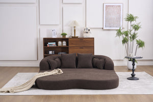 English Elm (old Sku W2231p392100) Chenille Sleeper Sofa Foldable Convertible Loveseat with Four Pillows Brown W2231P466739
