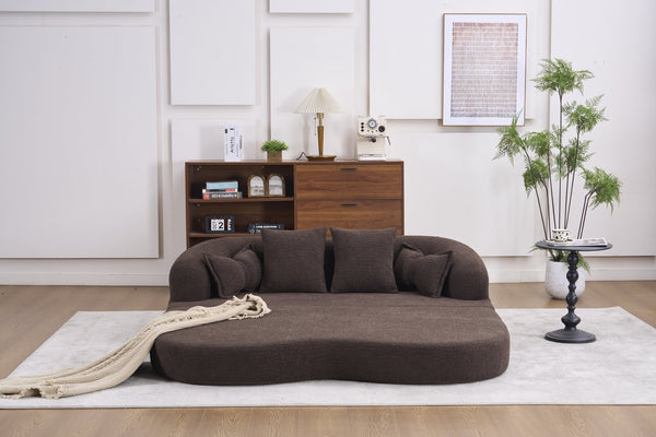 English Elm (old Sku W2231p392100) Chenille Sleeper Sofa Foldable Convertible Loveseat with Four Pillows Brown W2231P466739