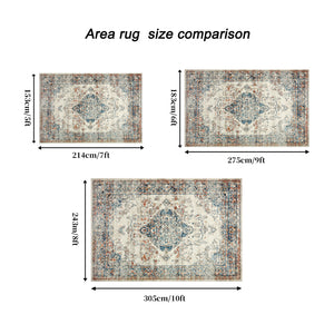 English Elm Area Rug 8X10 Vintage Bohemia Floral Design - Antique Blue Green Non-Slip Washable For Any Room W2907P265140