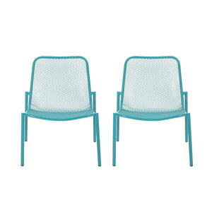 English Elm Christopher Knight Home® - 3 Piece Seating Group Durable Iron Outdoor Bistro Set with Breathable Mesh Chairs & Glass Table Teal 65200.00T_65201.00T