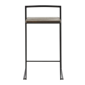 English Elm Stackable Counter Stools Bamboo Seat Matte Black Steel Frame Kitchen Island Set of 2 B202P471210