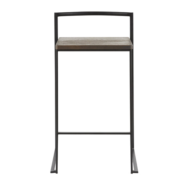 English Elm Stackable Counter Stools Bamboo Seat Matte Black Steel Frame Kitchen Island Set of 2 B202P471210