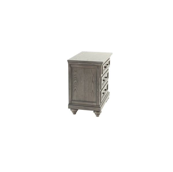 English Elm Contemporary Antique Gray Oak Nightstand with Spacious Drawers, Sturdy Modern Bedside Storage 29"H B011P210120