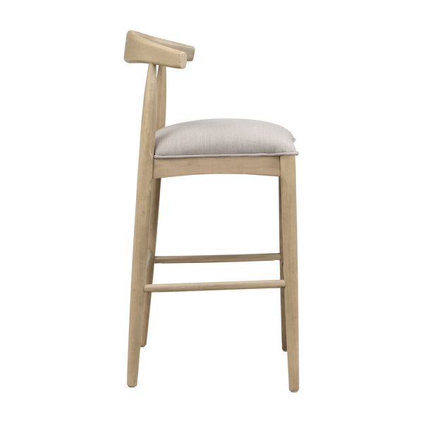 English Elm Christopher Knight Home® - BAR STOOL ladder-back farmhouse set of 2 with upholstered rubberwood seats, tapered legs, timeless charm Grey N771P339893D