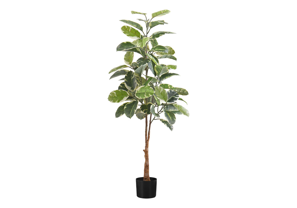 English Elm Artificial 52" Rubber Tree Plant – Lifelike Greenery In Black Pot, Real Touch Leaves, Low Maintenance Decor B2710P220027