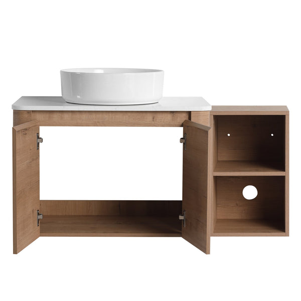 English Elm 42'' Wall-Mounted Bathroom Vanity With Ceramic Sink, Soft-Close Doors & Ample Storage For Modern Style W999S00412