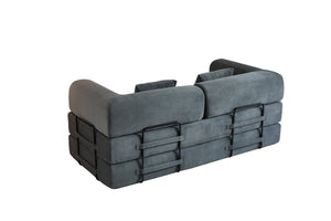 English Elm Convertible Sleeper Sofa Bed with Corduroy Upholstery, 4‑in‑1 Folding Couch Mattress, Space‑Saving Lounge Gray W3434P346243