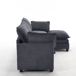 English Elm Modular Velvet U-Shaped Sofa With Ottoman & Lumbar Pillows - Luxurious Comfort For Living Rooms W2705S00023-GIGA